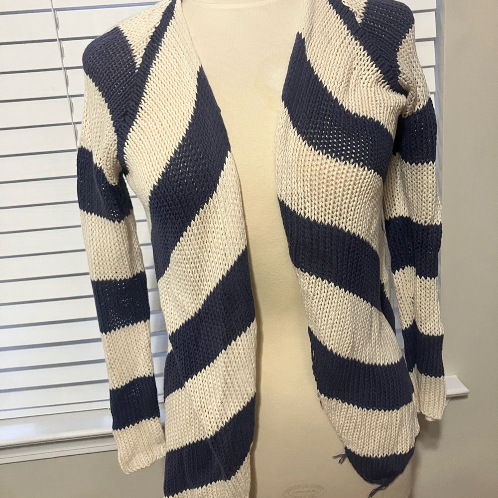 Old Navy Navy and Cream Striped Cardigan